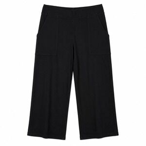 Max Studio London Cropped Pull On Pants Black Wide Leg Size Large